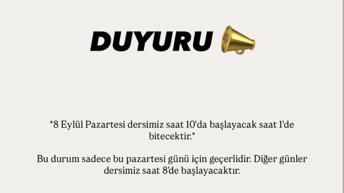 ÖNEMLİ DUYURU !